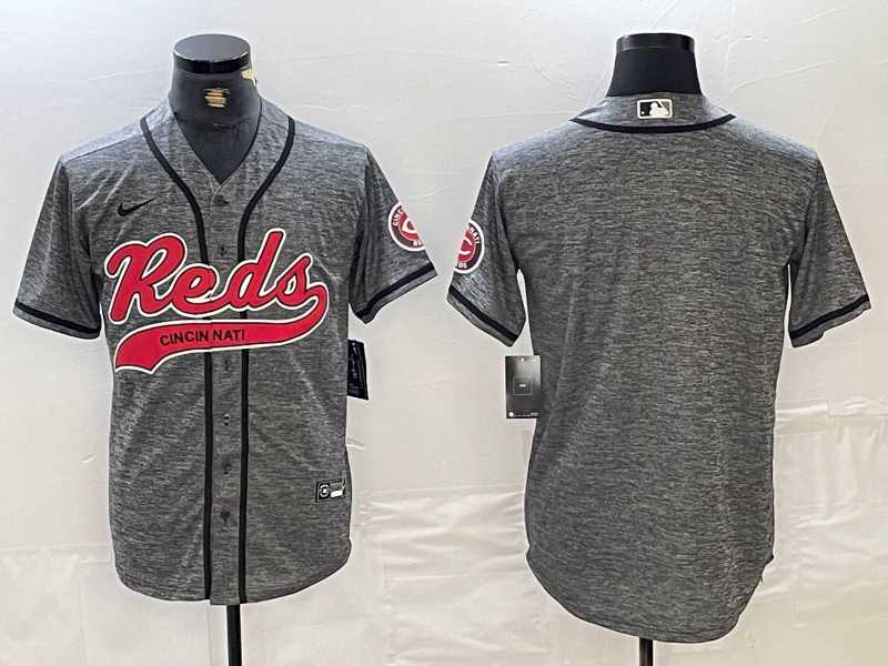 Mens Cincinnati Reds Blank Grey Gridiron Cool Base Stitched Baseball Jersey->cincinnati reds->MLB Jersey
